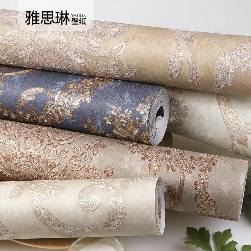 3D立体欧式精压无纺布大马士革z墙纸奢华客厅卧室电视背景壁纸轻