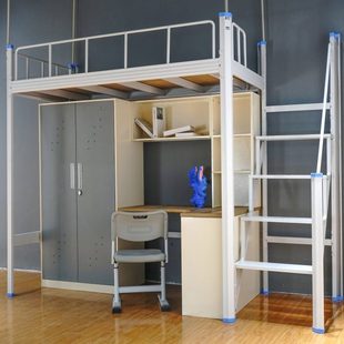 宿舍上床下桌组合床公寓铁艺床员工寝室上床下衣柜加宽加厚高架床