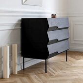 卧室收纳柜靠墙客厅简约边柜现代黑橡木色艺术奢华2021新款 三斗柜
