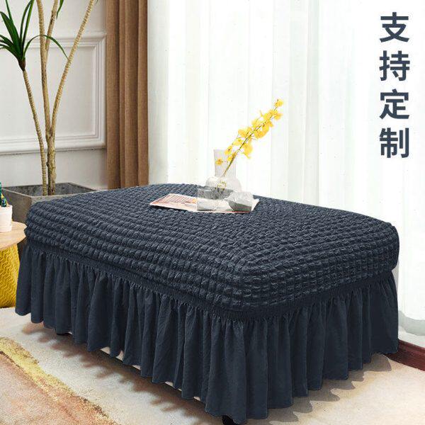 纯色百搭泡泡纱裙边脚踏套家用无扶手脚蹬套现简约弹力沙发套罩