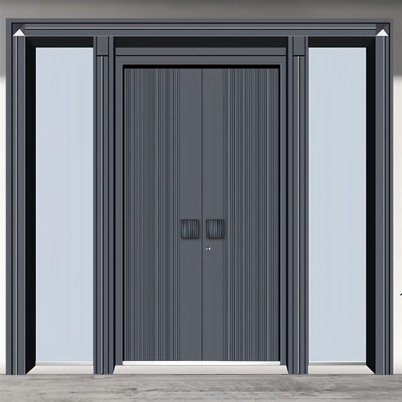 玻璃拼接子母门偏轴门意式铝木装甲门铸铝门挂式指纹锁别墅大门