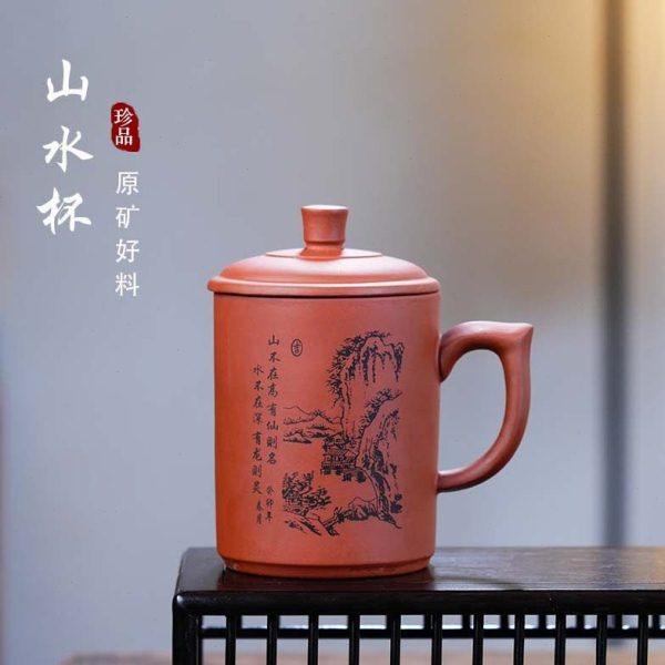 紫砂盖杯厂家 实用水杯公司礼品刻字logo广告陶瓷杯子