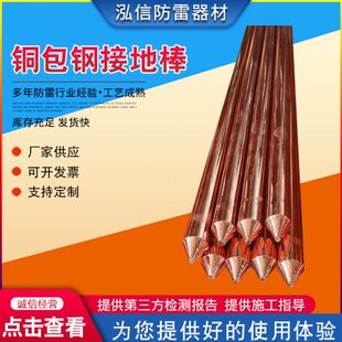 铜包钢接地棒镀铜钢接地极铜覆钢接地针静电接地覆铜接垂直接地极