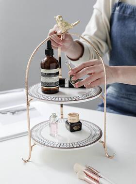 欧金式双层品台轻奢色三层蛋糕F76MT98S点心架西餐盘摆台用茶家歇