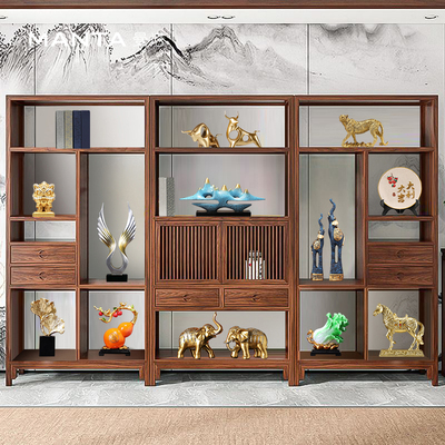 新中式老板办公室摆件轻奢高档领导D高端大气书柜桌面背景柜装饰