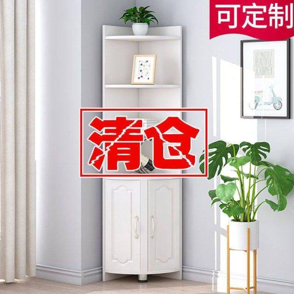 客厅角柜欧式三角形墙角柜置物架多功能落地储物柜拐角转角置物架