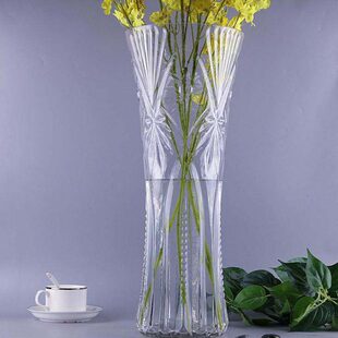 特大号花瓶玻璃透明大口径高50cm插花大号客厅摆件水培富贵竹落地