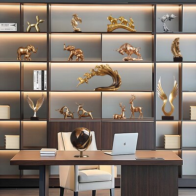 轻奢高端a大气上档次摆件现代高档老板领导办公室酒柜装饰品工艺