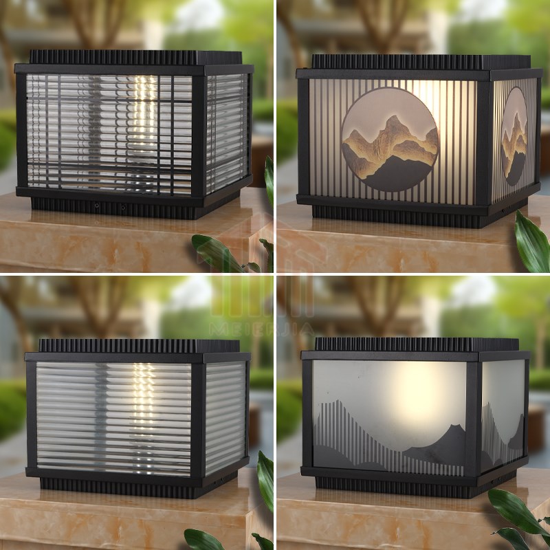 新款太阳能柱头灯户外p庭院灯新中式围墙别墅大门两侧柱子灯门柱