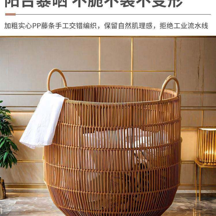 ins脏777衣仿家藤编脏衣篓颜值高用卫生间防水脏篮衣服收纳筐洗衣