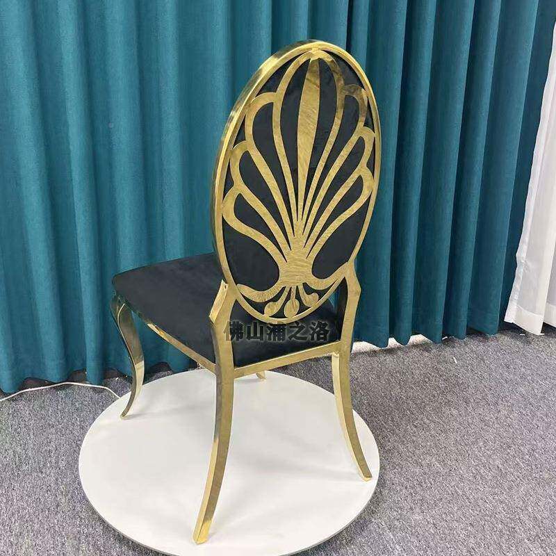 轻奢不锈钢餐椅简约后现代44431酒店宴会厅靠庆椅用家背皮革婚绒