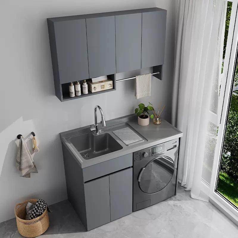 蜂窝带铝阳BJW台滚筒洗衣机柜组合洗槽池台盆板一体搓衣阳台柜伴