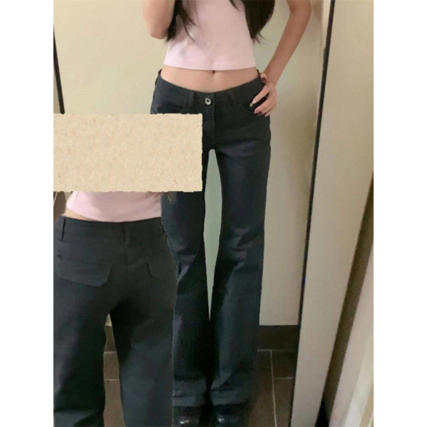 美式低腰多口袋工装牛仔裤子女夏图片