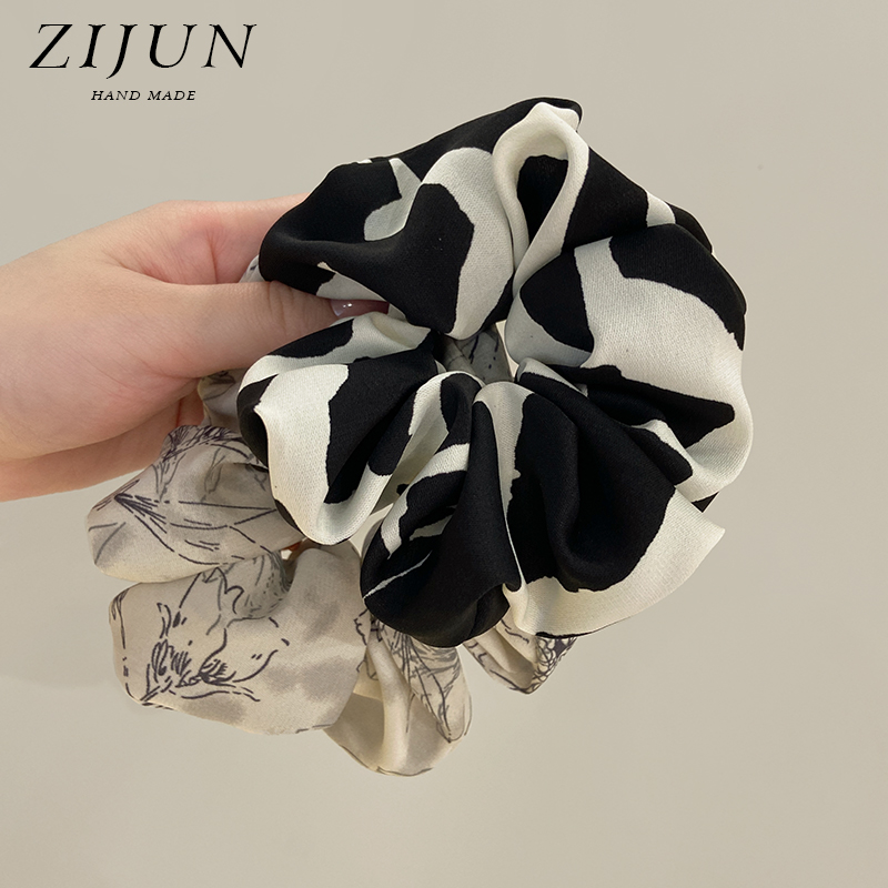 法式奶牛纹大肠发圈头绳女简约高弹力扎头绑马尾T肥肠发绳日韩气