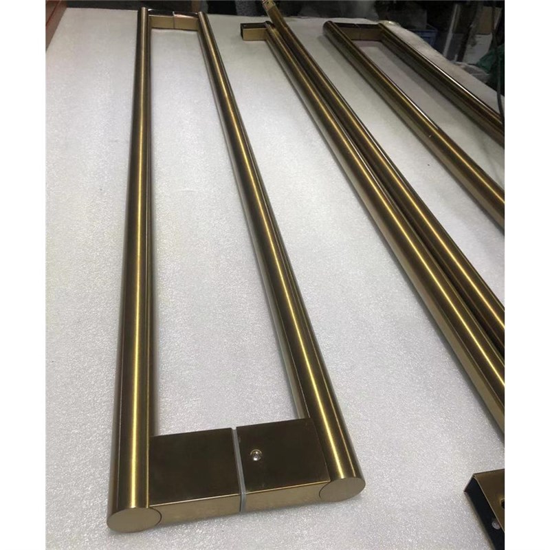 不锈钢圆管哑黑玻璃m门扶手酒店木门把手有框门移门简约大拉手金