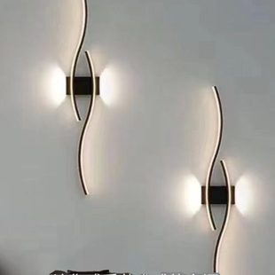 充电免布线极简壁灯客厅电视背景墙壁灯轻奢饰创意线条卧室床头灯