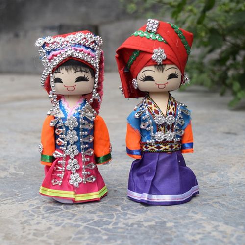 少数民族手工艺品民族风娃娃一对结婚室I内摆件木头娃娃木偶送礼
