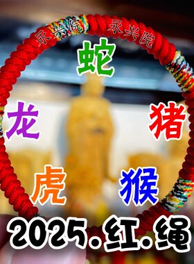 永兴院2025蛇年m护岁红绳化本命年生肖属虎猴龙猪破值冲太吉祥手