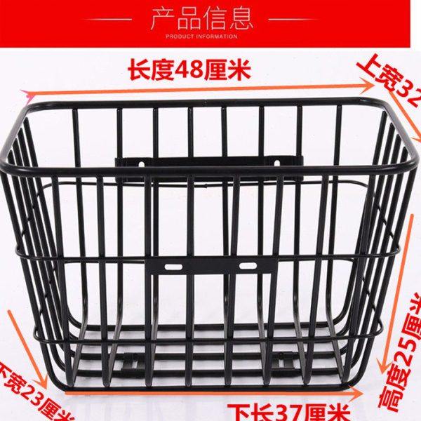 载重王电动车前车筐加粗后车篮车篓子空心铁质菜篮放书包带宠物