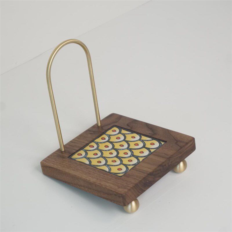 实木桌面书架黑胡桃书本收纳置物架黄铜书K立北欧木质书挡装饰摆