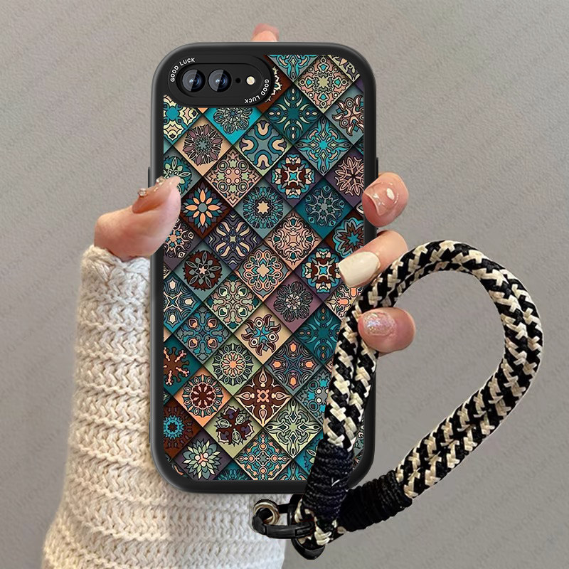 适用彩绘图腾苹果7plus手机壳新款女iPhone8小羊皮6plus软硅胶6S创意se2男SE3高级感iP7全包网红复古小众套