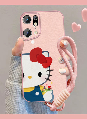 适用蝴蝶结猫咪oppofindx5手机壳女可爱Findx5pro新款小众findx3磁吸小羊皮0pp0保护套por全包防摔挂绳外壳