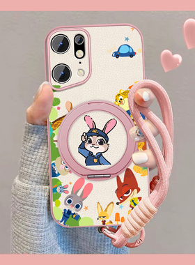 适用动物城朱迪oppofindx5手机壳女卡通Findx5pro新款可爱findx3磁吸小羊皮0pp0保护套全包防摔挂绳外壳