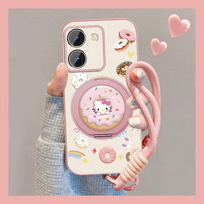 适用vivoy78手机壳女凯蒂猫可爱y72新款卡通小众y73sy76s磁吸y78+Y78t小羊皮保护套全包防摔viv0挂绳外壳