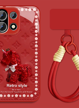 玫瑰小马适用一加15手机壳女可爱1+13t新款新年1+12红色11高颜值10pro保护套9r全包9pro防摔oneplus挂绳