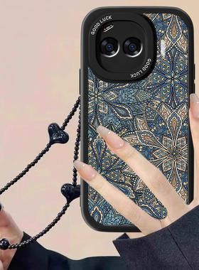 适用蓝色图腾IQOOZ11Turbo手机壳新款Z11Trubo保护套vivo复古小羊皮iqoo全包防摔爱酷iq00男女国风iqz外壳