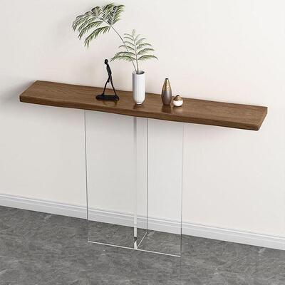 轻中奢克亚力玄桌子靠墙LUN式实木长条艺术入关户简约柜子超窄条