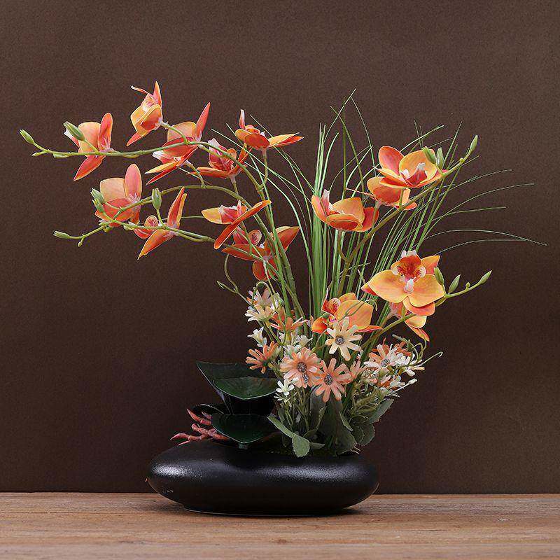 蝴蝶兰1高级仿真玄花盆栽假花轻奢花客厅关前台酒插面店桌花艺装