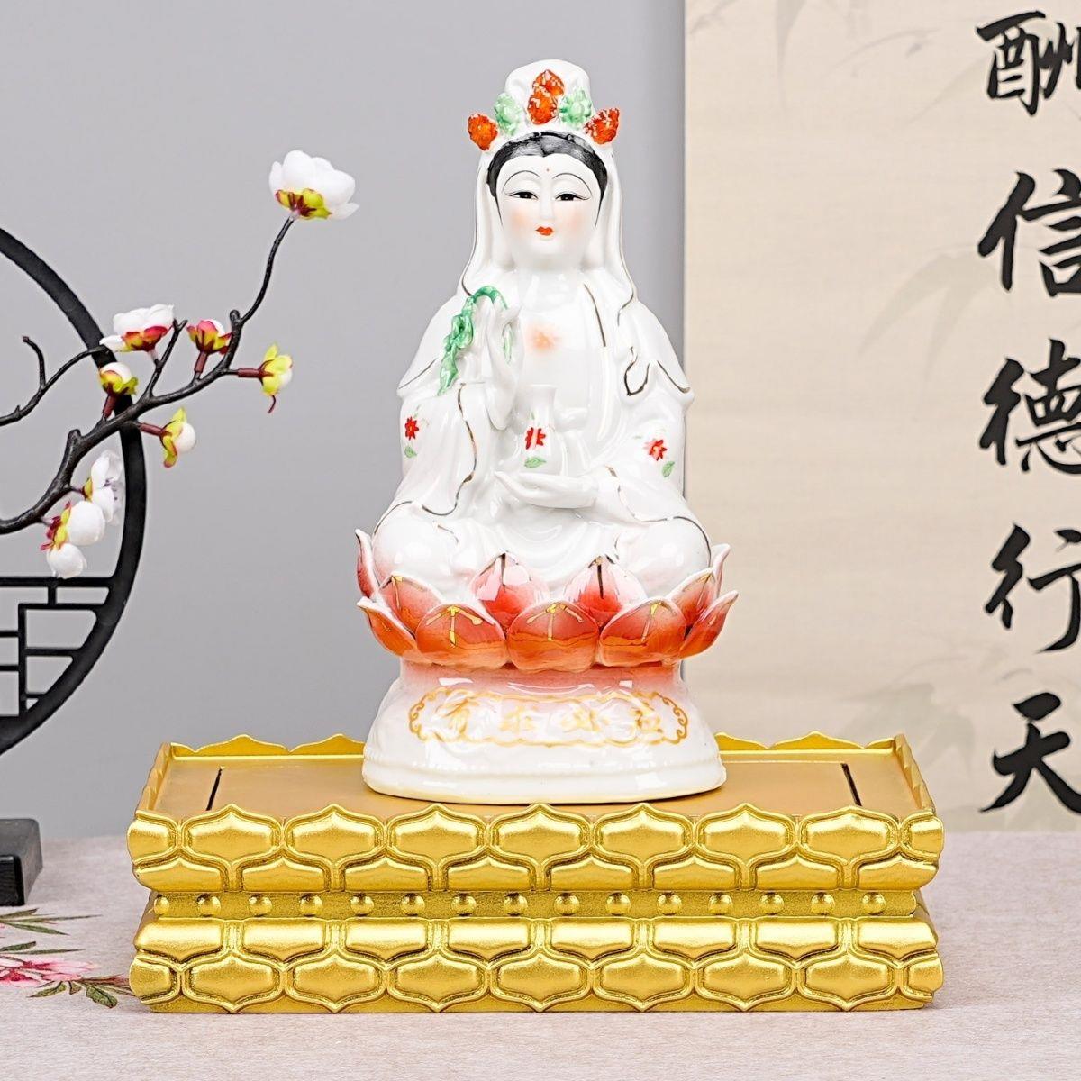 实木长方形佛像底座财神