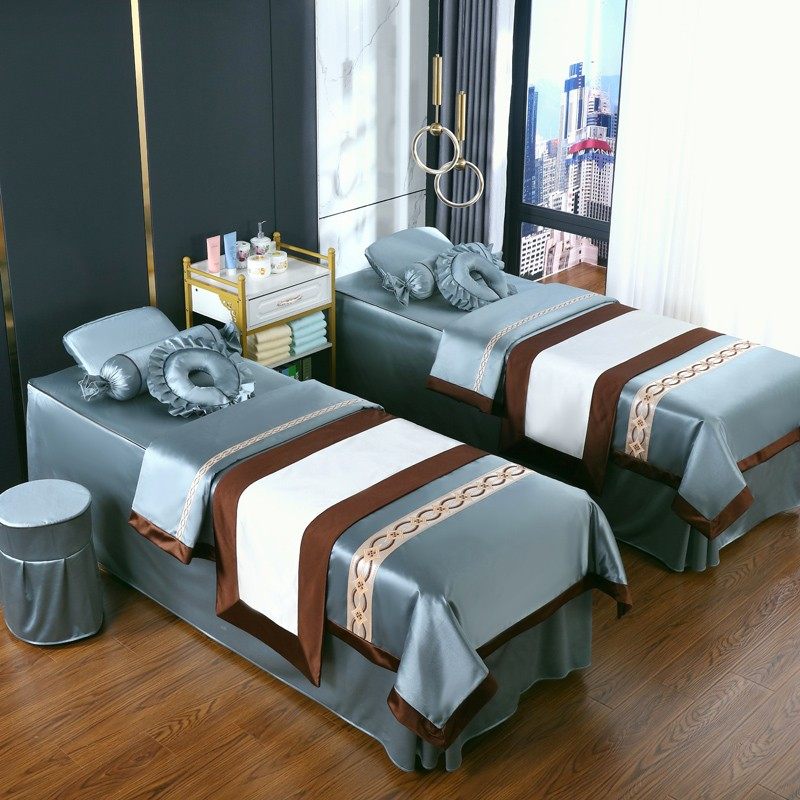 美容床罩四件套床套纯色新款简约高档美容院网红欧式按摩理疗推拿