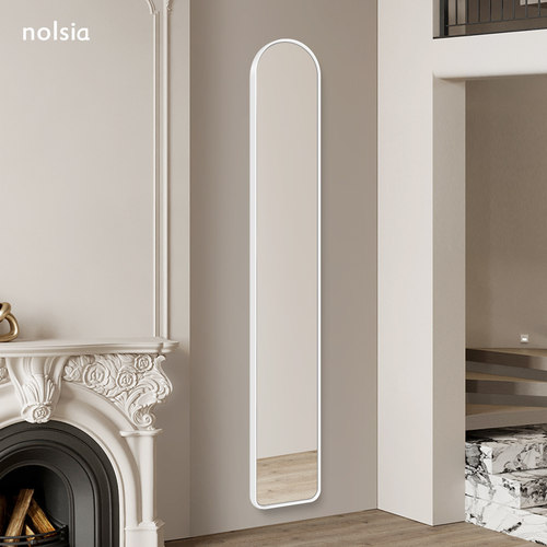 法式设计感全身镜可挂式超细极窄全身镜不规则防爆玻璃镜子全身镜