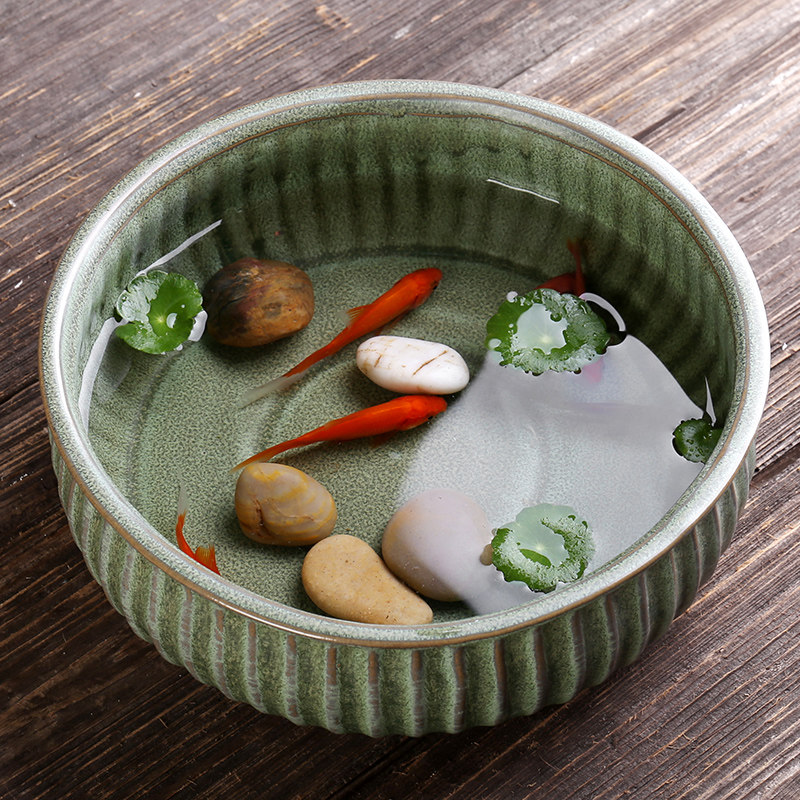 多肉花盆陶瓷大号水仙花盆无孔铜钱草养鱼缸简约水培植物花盆陶盆