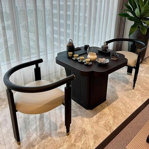 新中式国风阳台小茶桌2024新款实木黑色海棠桌现代简约小户型茶台