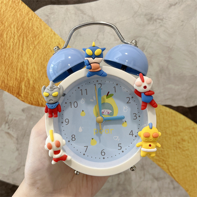 可爱卡通带夜灯小学生闹钟静音走时强力叫醒儿童闹钟创意小床头钟