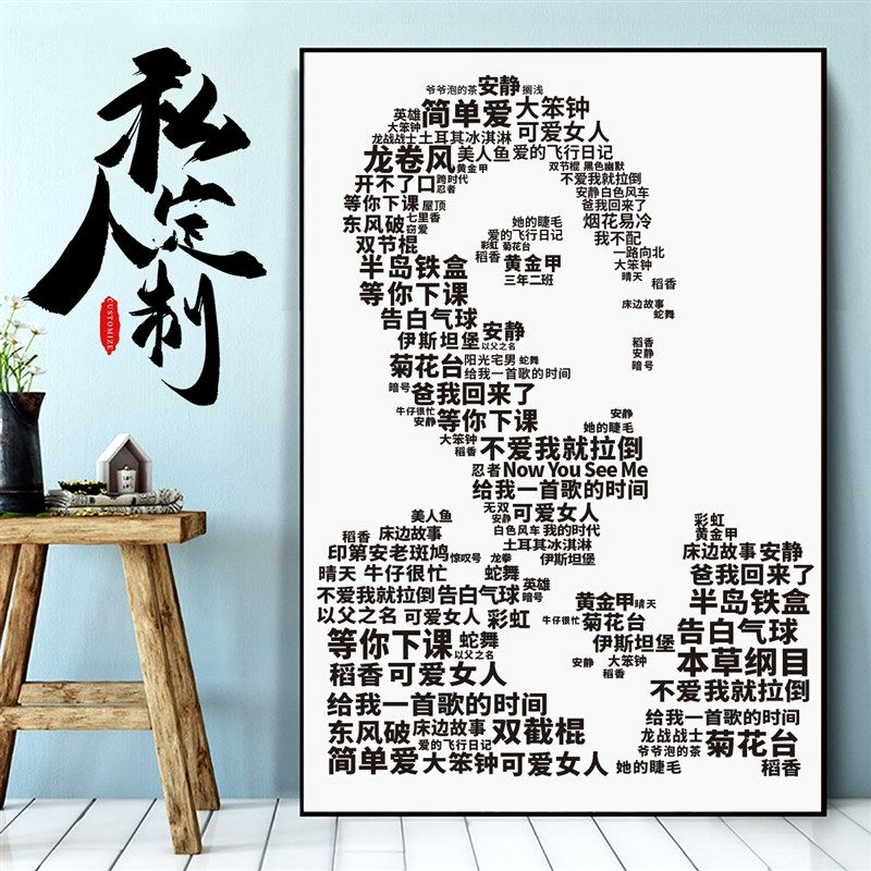 周杰伦同款文字照片定制送框人物头像图片创意生日礼物可定制名字