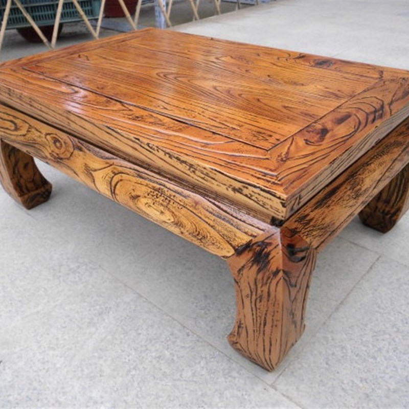 老榆木全实木炕桌炕几吃饭桌中式古典飘窗桌榻榻米桌子做旧田园风