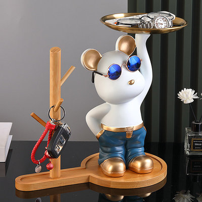 看不出来的树脂暴力熊储蓄罐存钱罐2023年新款玄关钥匙收纳摆件