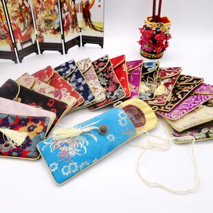 包邮中国风特色手工艺云锦流苏大号翻盖眼镜袋手机袋笔袋