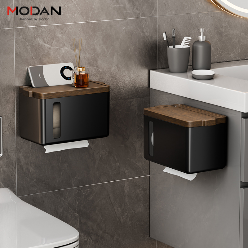 实木卫生间厕纸盒擦手纸盒浴室洗手D间壁挂式厕所纸巾架防水卷抽
