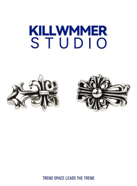 欧美复古男女个性鸢尾花戒指十字架开口可调节P嘻哈高级感情侣对