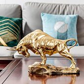 2024新款 饰品新房乔 牛气冲天黄铜牛桌面摆件客厅电视柜酒柜玄关装