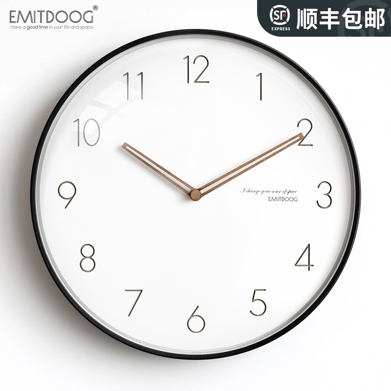 超静音卧室家用客厅挂钟r现代简约时尚北欧式时钟挂墙创意石英钟