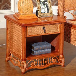 真藤床头柜藤制矮柜藤艺多用柜印尼植物藤木藤编单门双抽屉床头柜