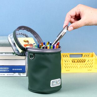 尤斯隆墩墩桶笔袋USLON大容量防水可视顶层笔袋学生可直立式笔筒