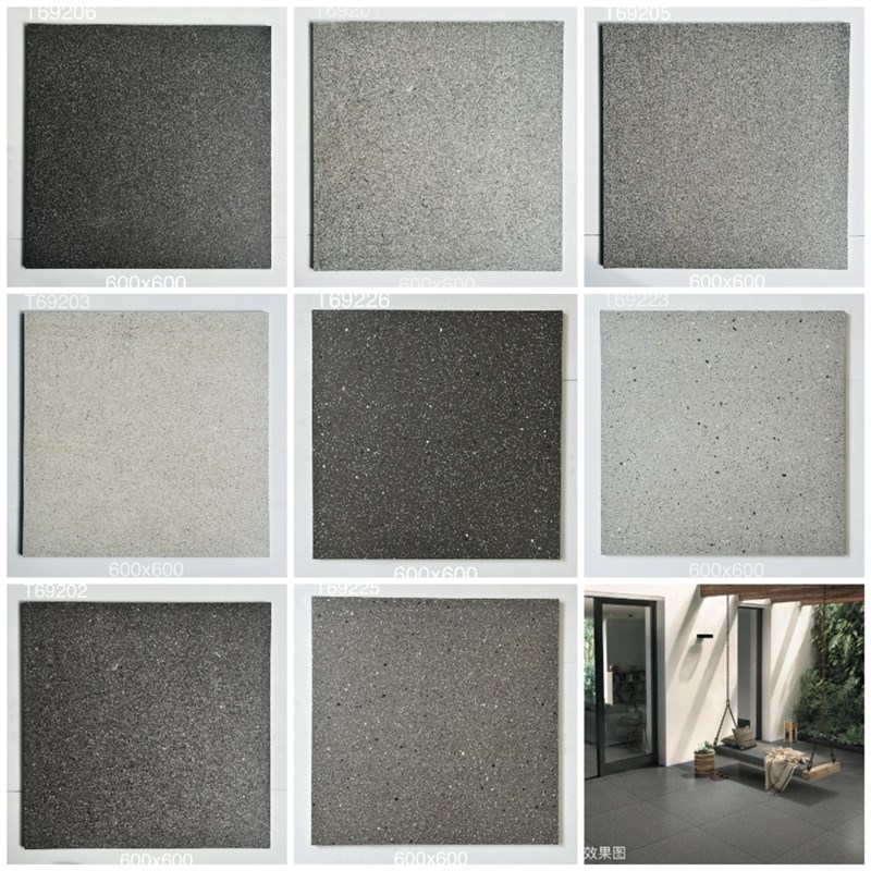 客厅瓷砖书房卧室600xr600深灰色水磨石地砖饭厅店铺哑光防滑地砖