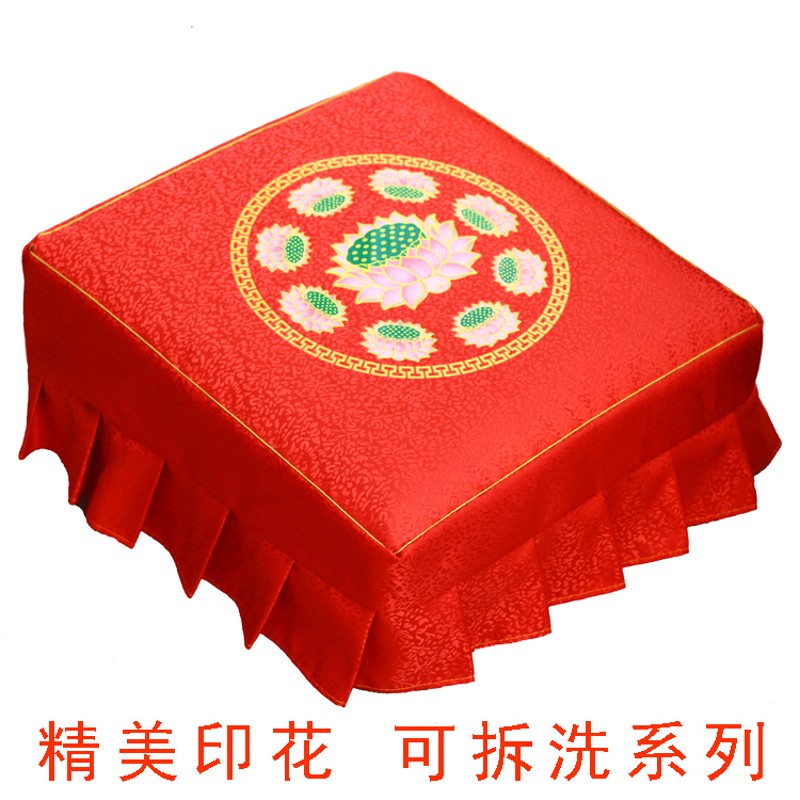 大佛寺可拆洗拜凳绣莲花拜佛磕头 跪拜神垫凳子寺庙禅Z修实木蒲团